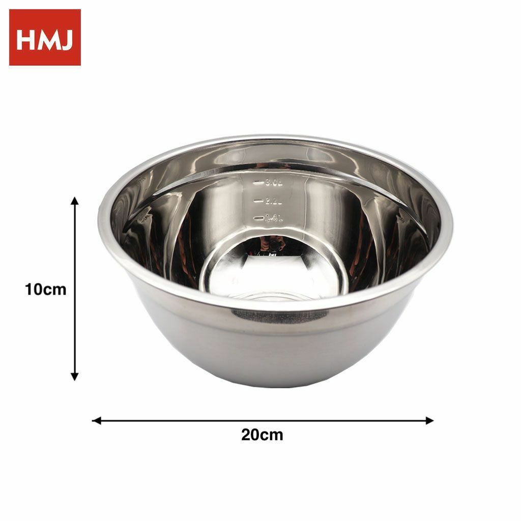 Insalatiera Ciotola Coppa Bacinella Scodella Inox Fondo Piano Cucina 20cm hmj