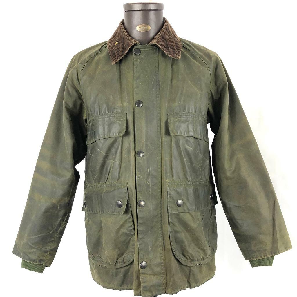 Mens Vintage Barbour Bedale Khaki Green Wax Jacket Coat Chest 42" PTP