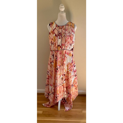 Donna Karan Womens Water Garden A Line Dress Multicolor Floral Sleeveless M New