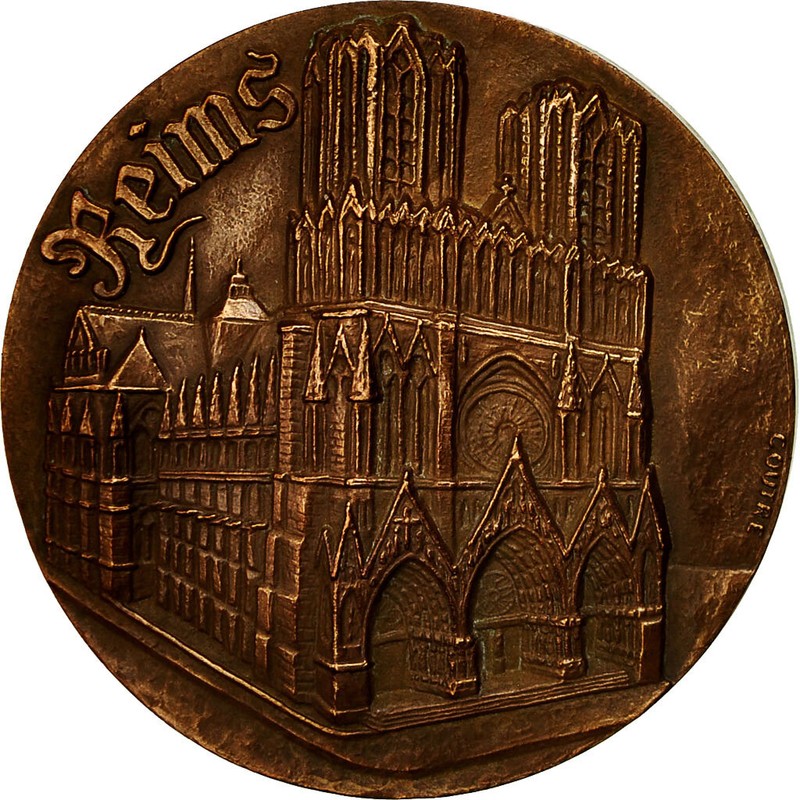 [#553624] France, MÃ©Daille, Ville De Reims, 1966, CoutrÃ©, Sup, Bronze