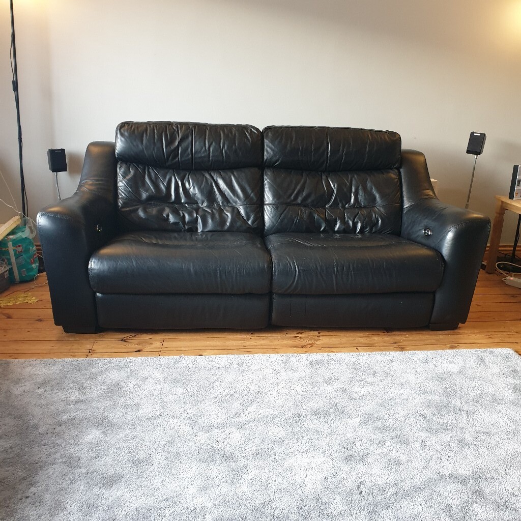 Black leather 3 seater reclining sofa in Ferndown, Dorset Gumtree