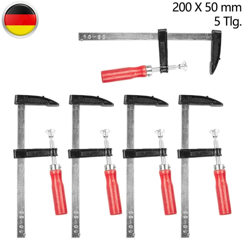 5×Schraubzwinge Zwingen Set Schraubzwingen Kunststoffgriff Holzgriff Zwinge Satz