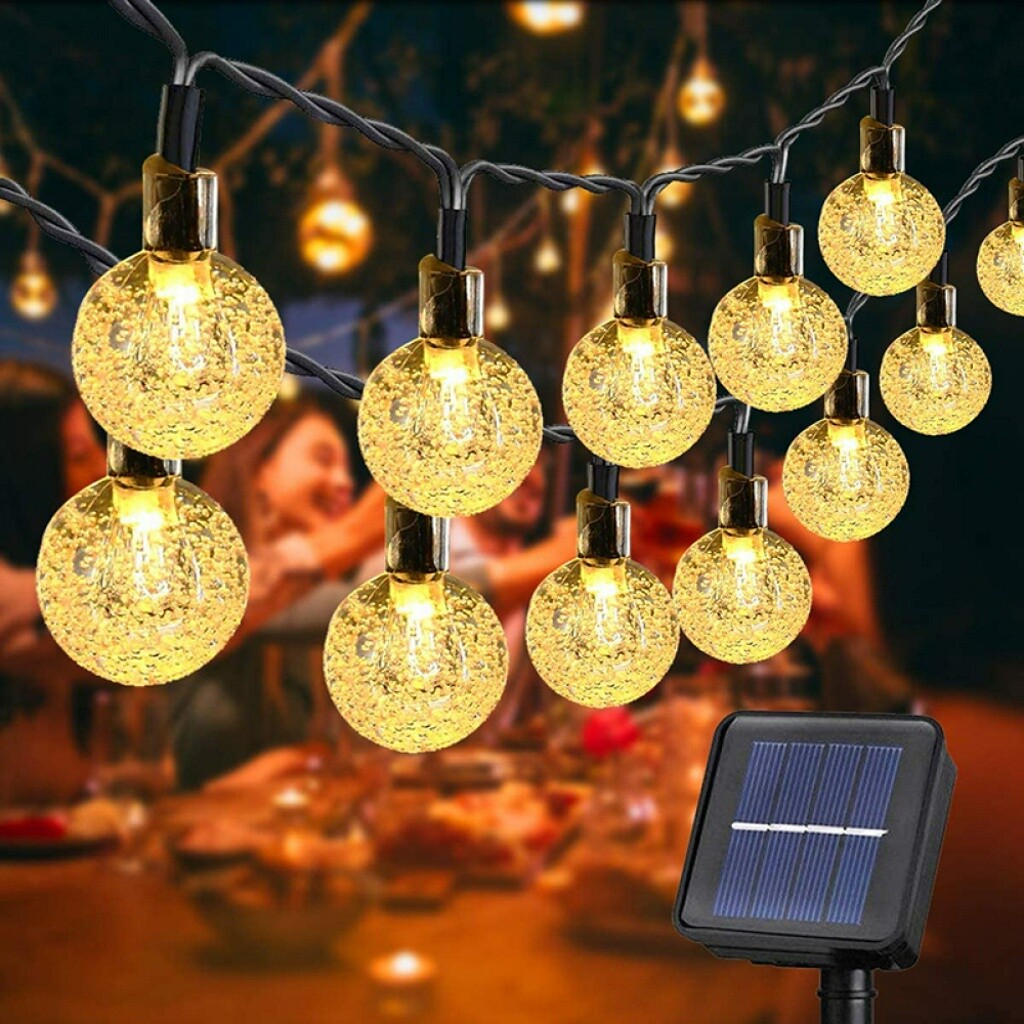 30X LED Solar Lichterkette Kugeln Innen Außen Glühbirne Beleuchtung