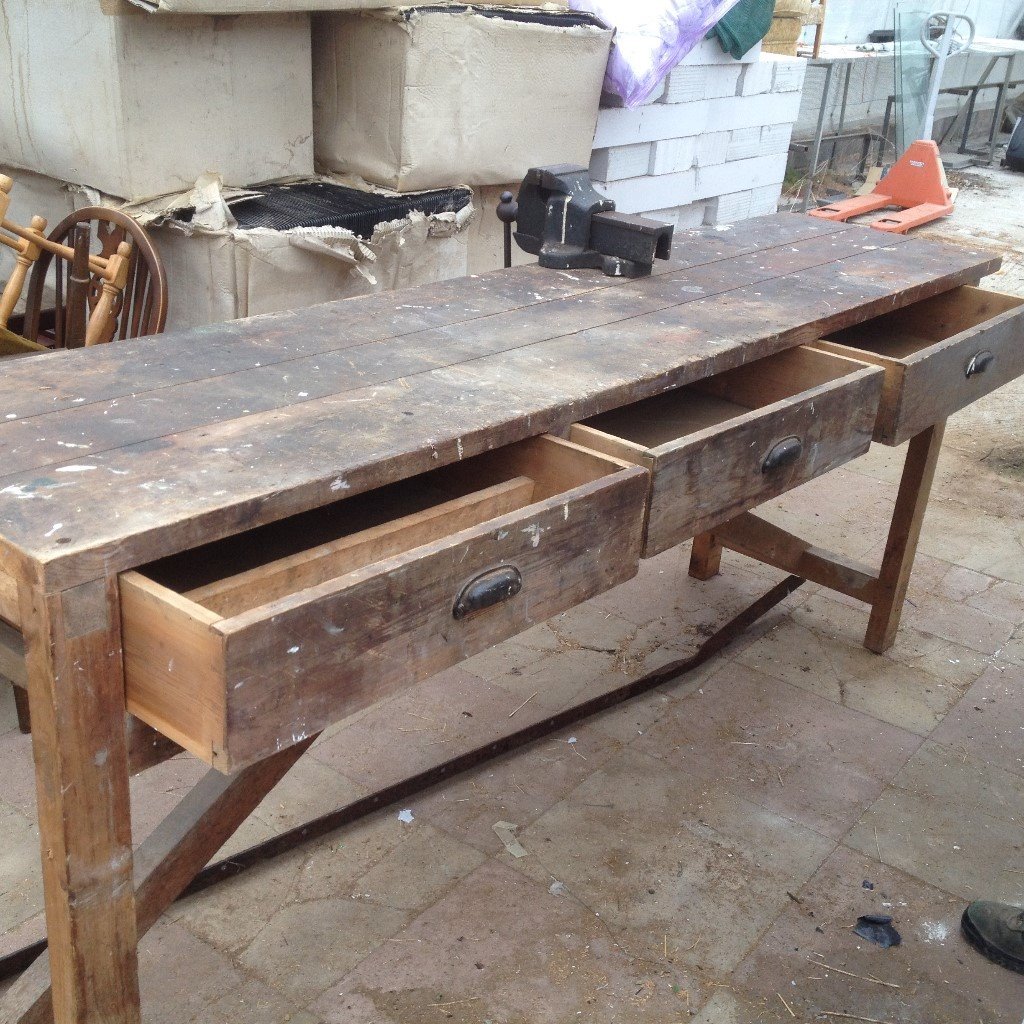 Old workbench over 7ft long with vice. | in Newton Abbot 