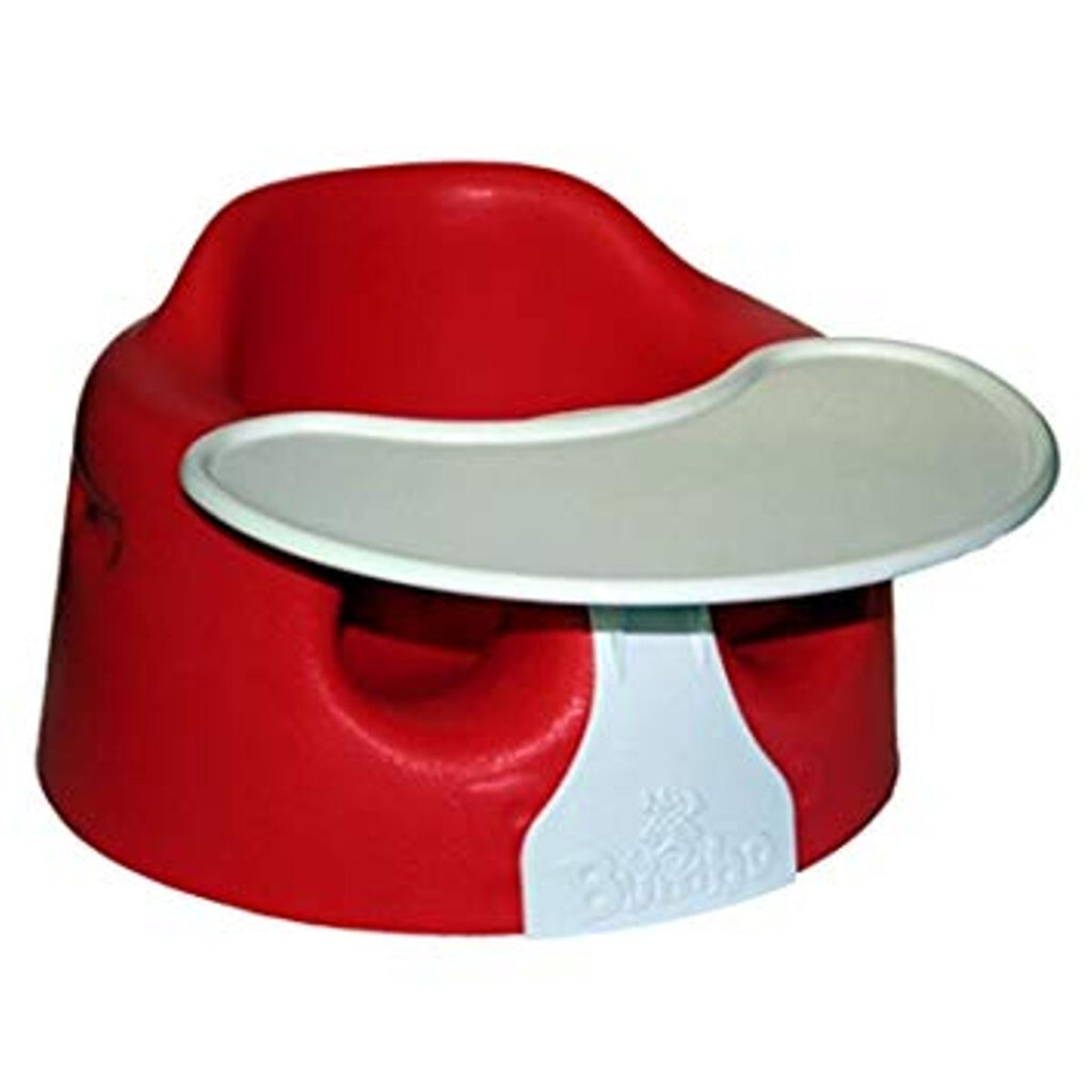 Red Bumbo seat with straps and removable tray in Brighton, East