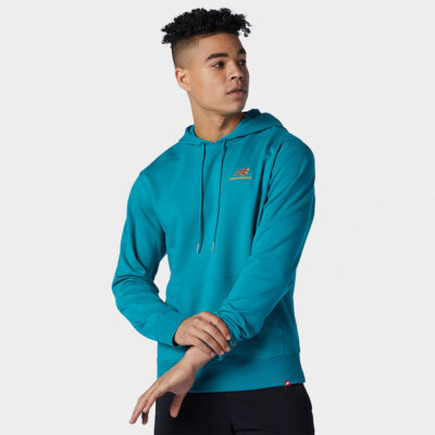 

Мужская футболка с капюшоном с вышивкой New Balance Essentials, бирюзовая спортивная одежда, Зеленый
