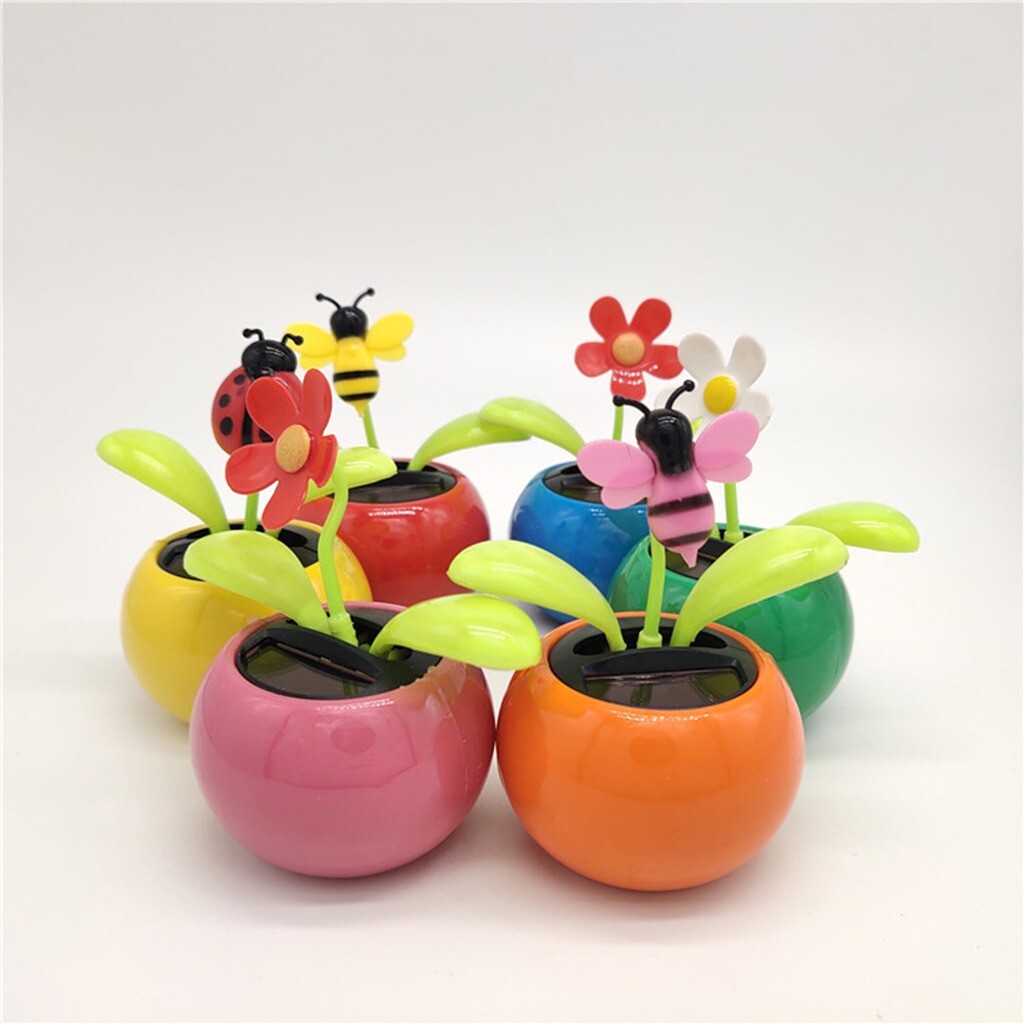 5eL “Electric Dancing Flower” - Red Rose Red Solar Dancing Flower Car Dashboard Decorations