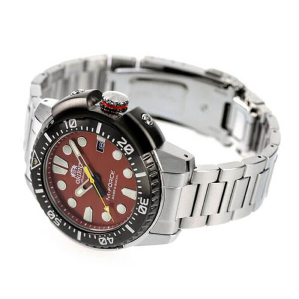 Pre-owned Orient M Force Iso Air Diver Automatic Watch Red Dial Ac0l02r Made In Japan