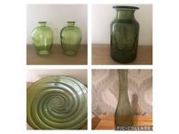 Green glass decorative items