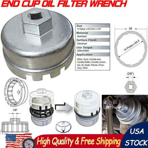 Ölfilter-Schlüssel Für Toyota & Lexus Mit 1.8L Motor - Passt Prius, Corolla, Matrix, CT200h Uvm., 64mm, 14 Flügel