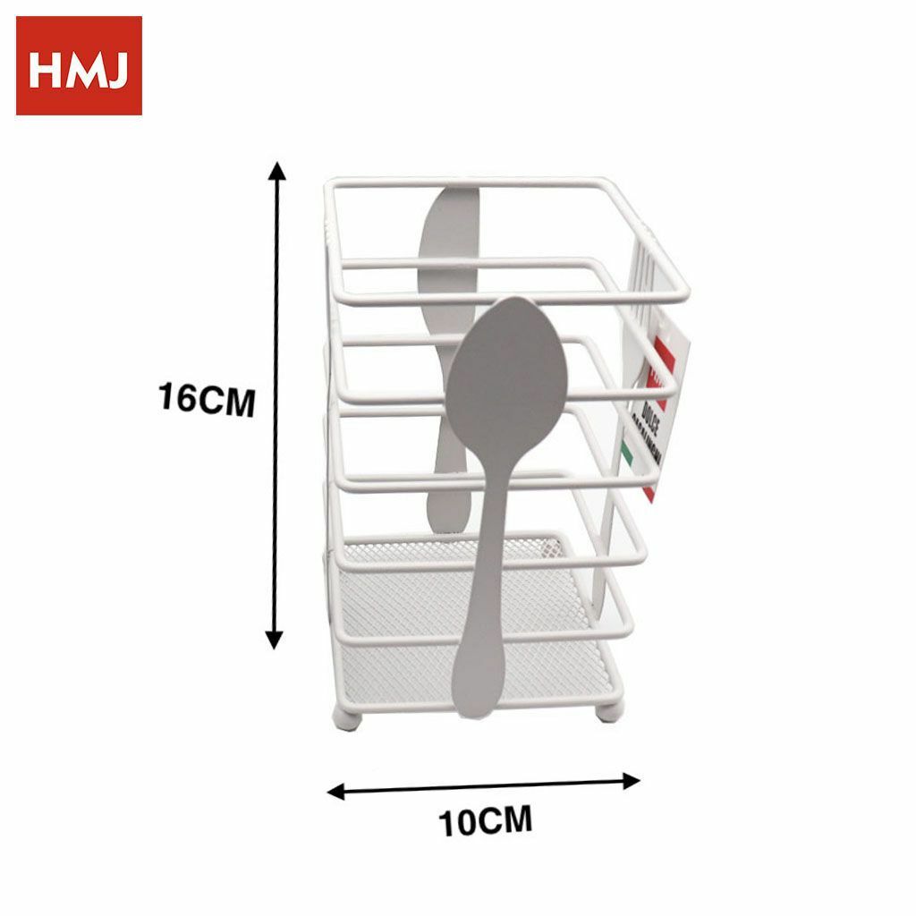 Porta Posate Portaposate a Cilindro Quadrato In Metallo Bianco 16x10cm hmj