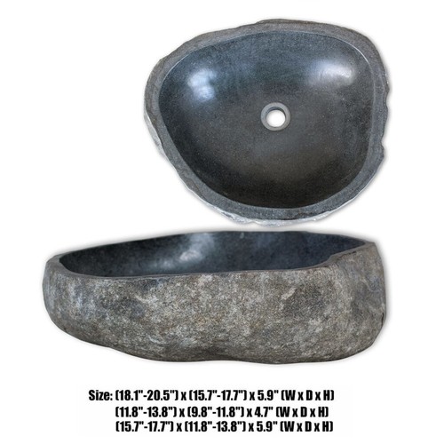 Bathroom Wash Vessel Sink River Stone Basin Countertop Washbowl