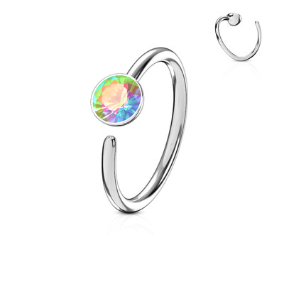1pc Bendable Steel CZ Gem Nose Hoop / Cartilage Ring Rook Daith Helix Tragus 