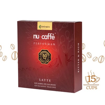 1 Box Biotropics Nu Caffe Latte Performance Energy Coffee (15 Sachets) Free Ship