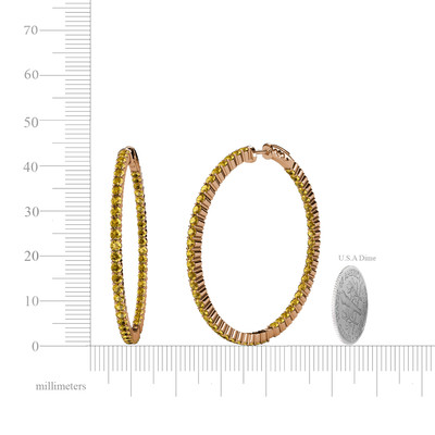Pre-owned Trijewels Citrine 1 3/4 Ctw Common Prong Inside-out Hoop Earrings 14k Rose Gold Jp:37591 In Yellow