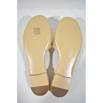 Pre-owned Chanel Rev Beige Turnlock Quilted Gold Cc Logo Mules Slide Sandal Flop Flat 39
