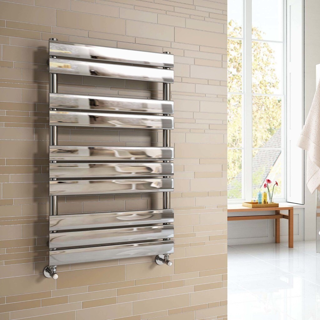 CHROME FLAT PANEL LADDER TOWEL RADIATOR 1000X600MM in York, North