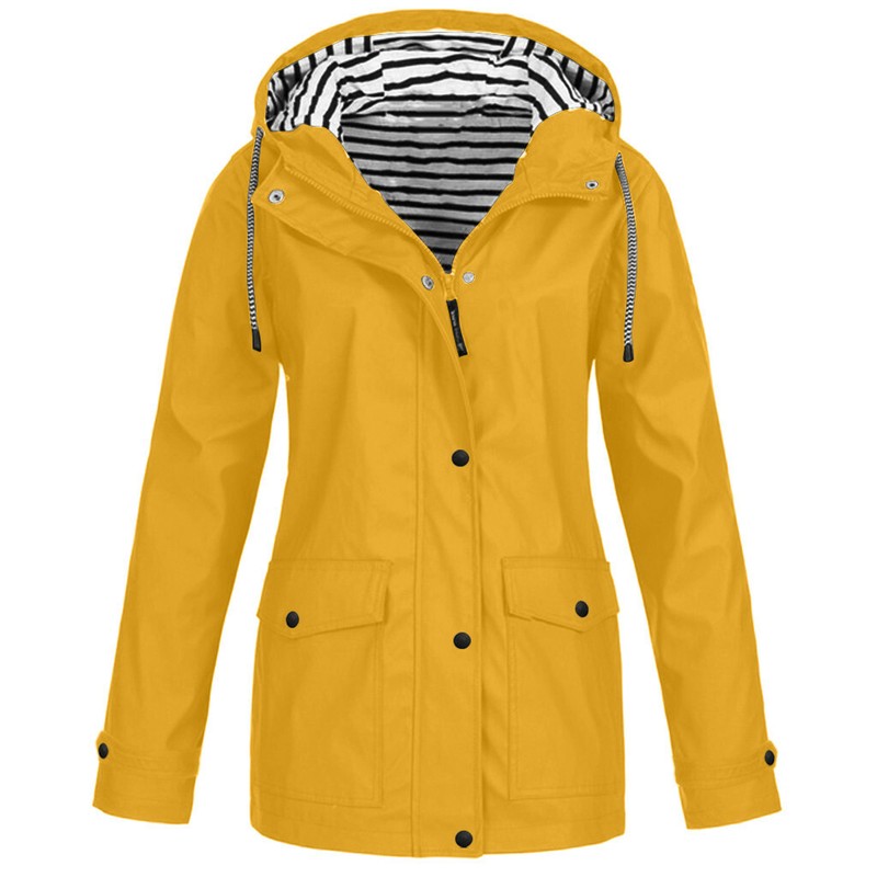Women Outdoor Coat Plus Size Waterproof Hooded Raincoat Windproof Jacket Coats