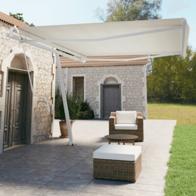 vidaXL Awning Post Set White 450x245 cm Iron