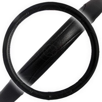 Black 14.5'' - 15.5'' Basic Design PU Leather Steering Wheel Cover