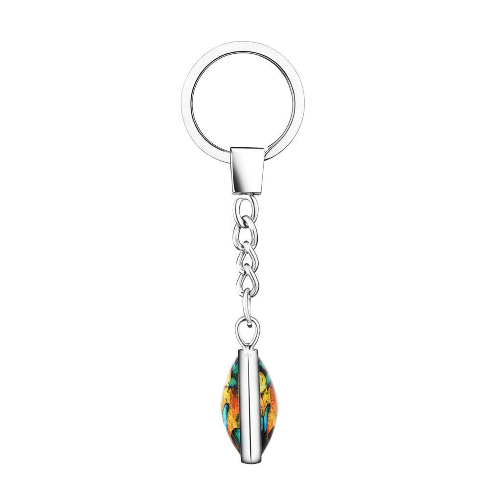 Angry Emoji Emoticon Keyring Chain Silver Plated Double Sided Glass Key Ring - Picture 4 of 7