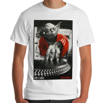 Yoda DJ Jedi Tunes Headphones Vinyl Record Mixing Star Wars T shirt Graphic NEW