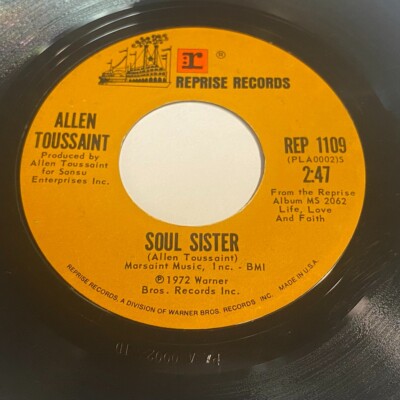 Allen Toussaint: Soul Sister / She Once Belonged To Me 45 - Reprise - Soul Funk