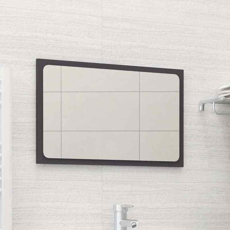 Bathroom Mirror Gray 23.6"x0.6"x14.6" Engineered Wood Vidaxl