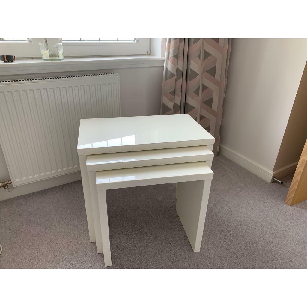 White High Gloss Nest of Tables Set (solid wood) in Troon, South Ayrshire Gumtree