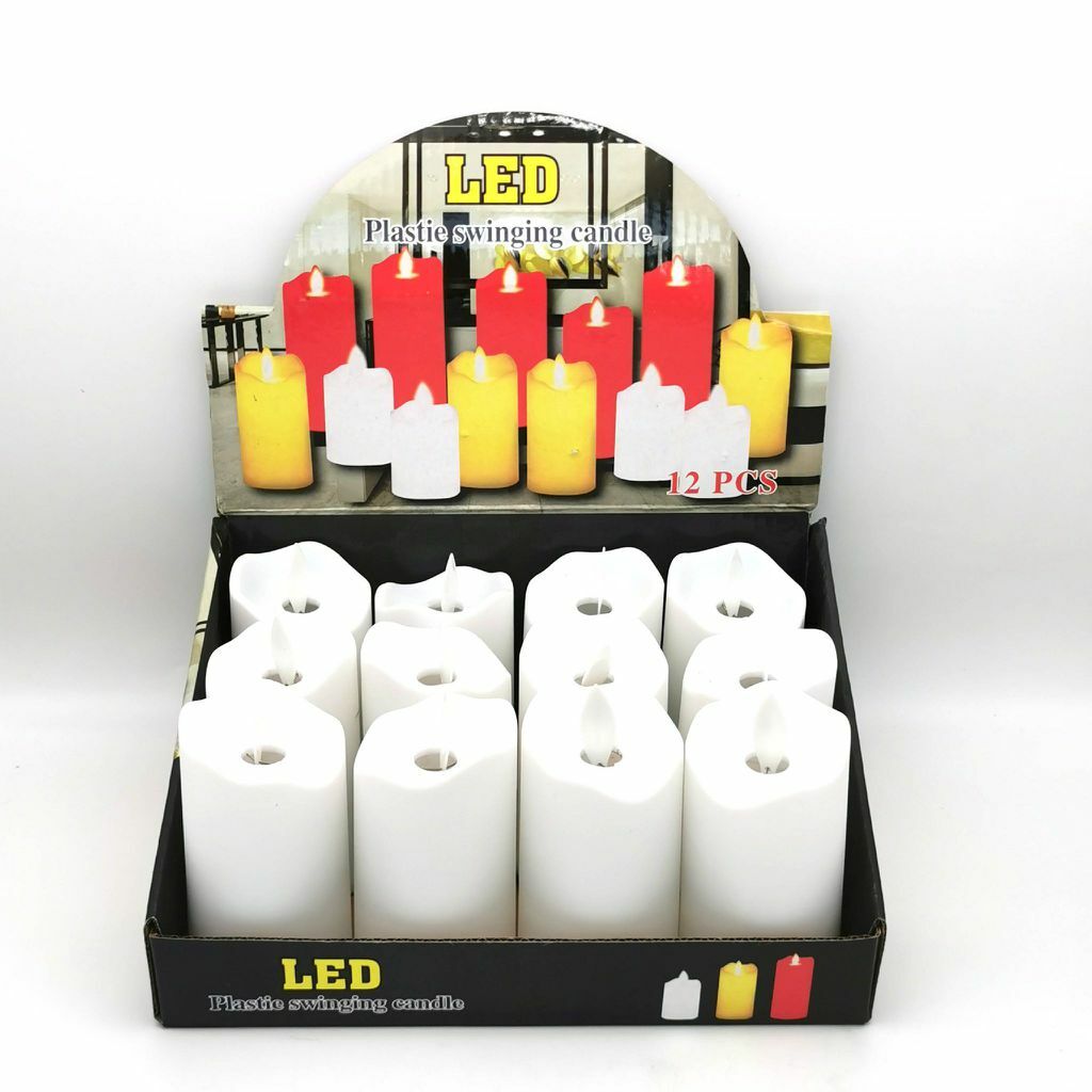 Set 12 Pezzi Candele Led Lumini a Batteria Luce Decorazione Alte Bianche sus