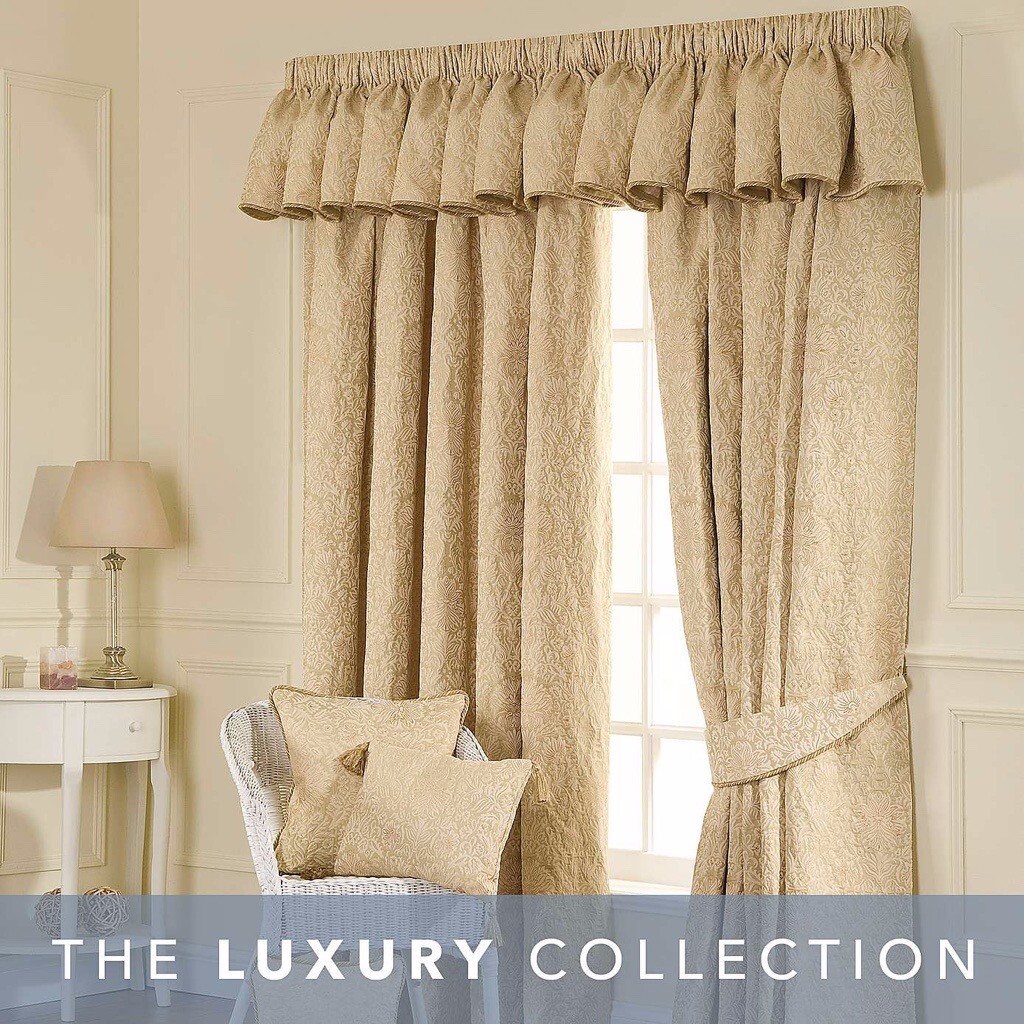 Kensington Gold Pencil Pleat Curtains (Dunelm) in Brockenhurst