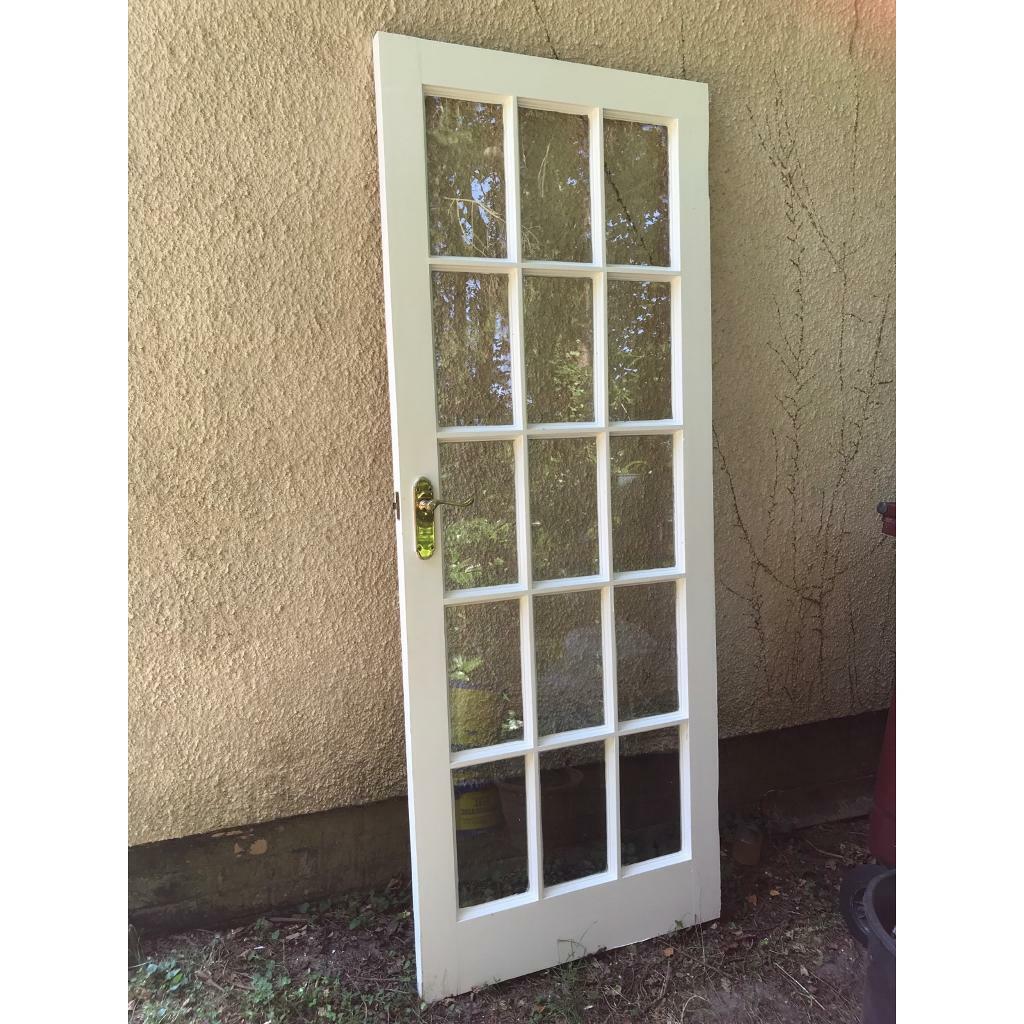 style glazed 2ft 6in doors internal painted white 15 panes of