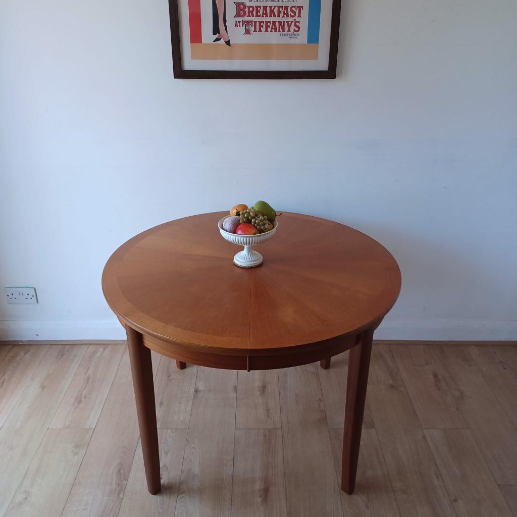 Nathan by Parker Knoll Sunburst Teak Extending Dining Table Retro in