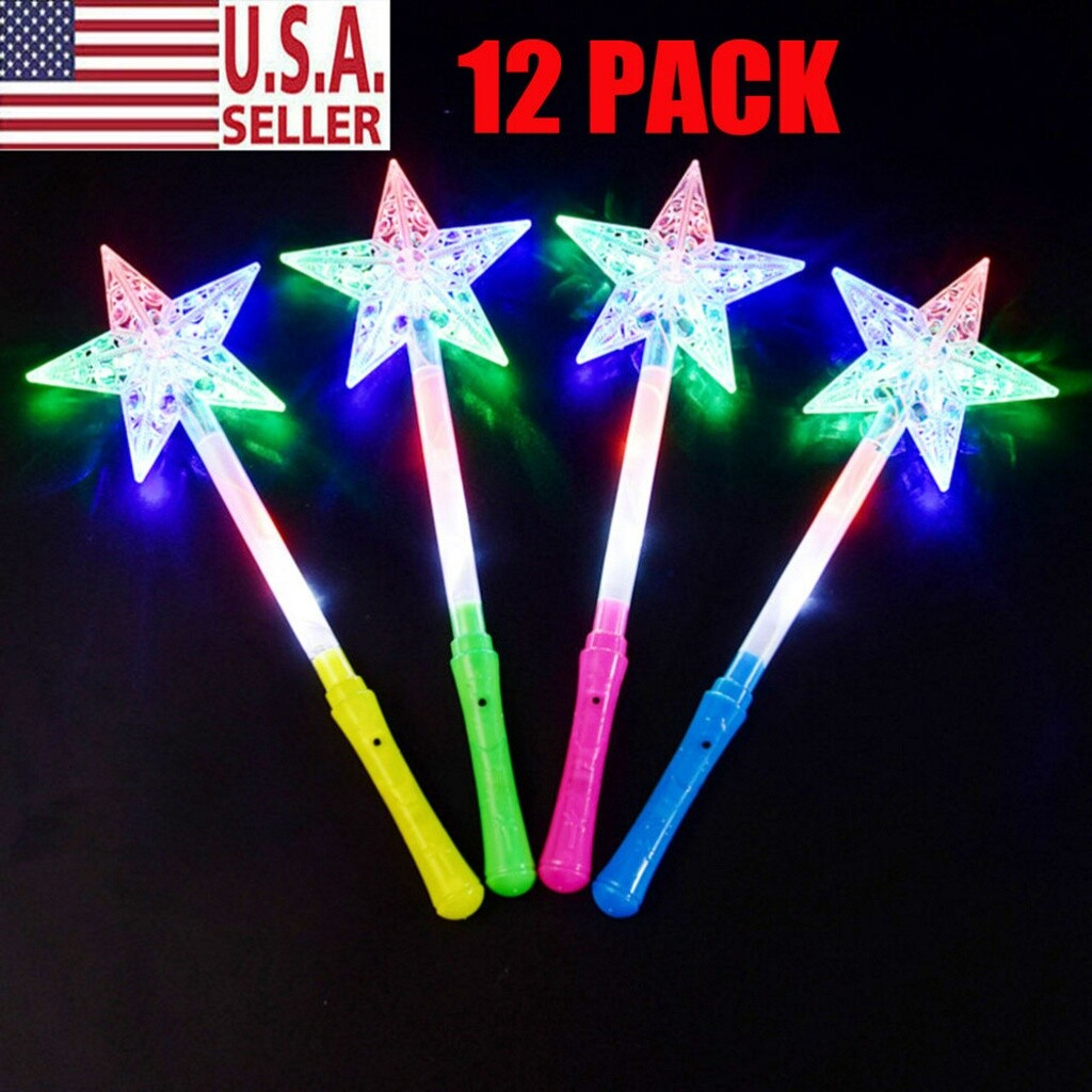 12PCS Light Up Star Wands Princess Flashing Toys LED Fairy 12PCS Light Up Star Wands Princess Flashing Toys LED Fairy