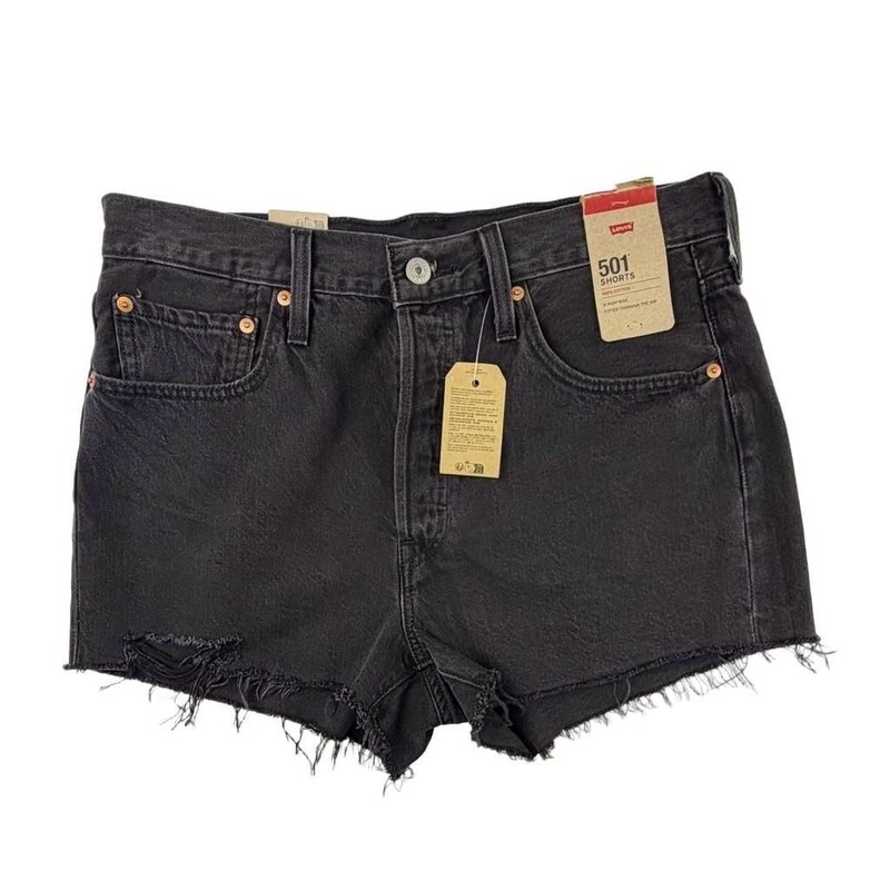 Levi's Women's 501 Original Fit High Rise Cut-Off Denim Shorts - Black Size 31