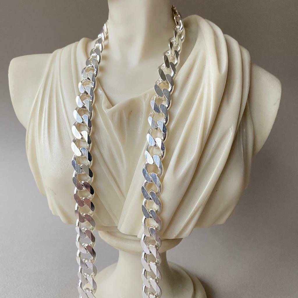 Pre-owned Handmade Mens Cuban Link Chain Necklace 13mm 154gr 26 Inch 925 Sterling Silver