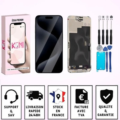 Ecran Pour iPhone 15 PRO MAX OLED +Outils +Adhésif Noir