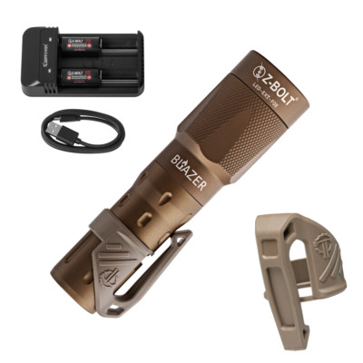 Z-BOLT  Hand Carry LED Flashlight - Free Thyrm Pocket Clip - 18350 (FDE)