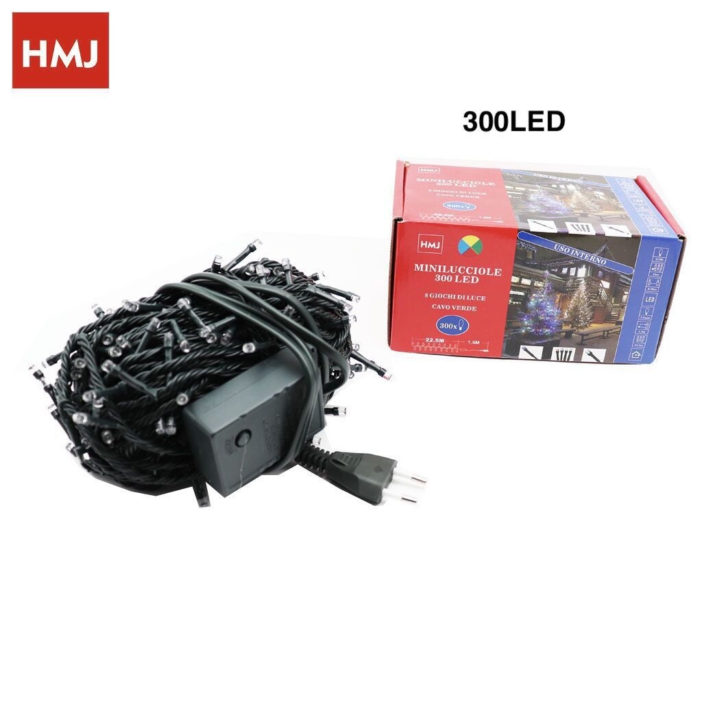 Luci Natale Natalizie Albero Minilucciole 300 Led Multicolore Filo Verde hmj