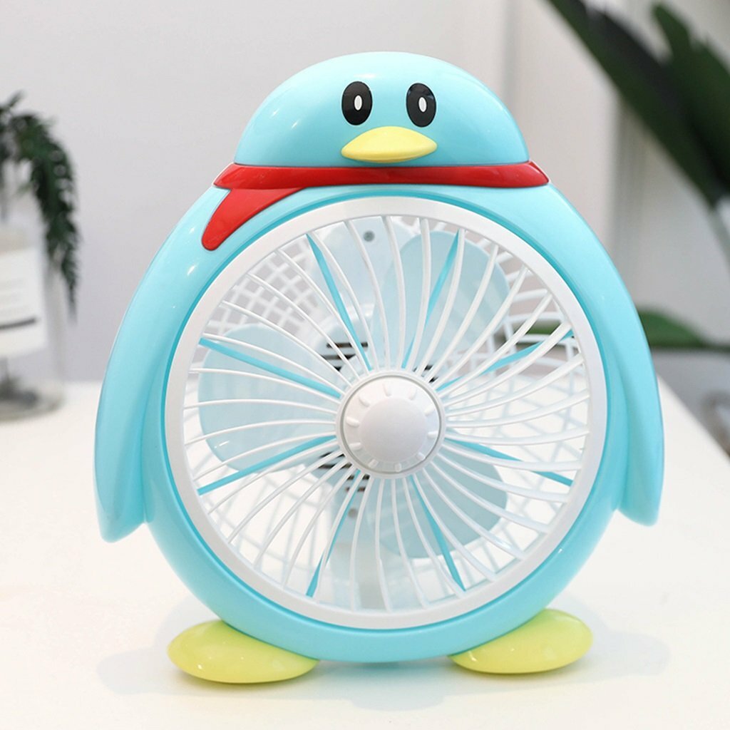 Ventilatore Da Tavolo 3 Ventole A Forma Di Pinguino Silenzioso Colorato 8" linq