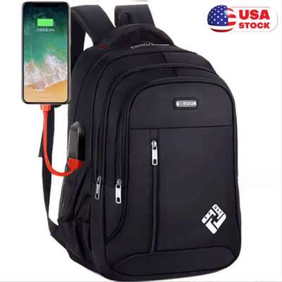 17'' Large Laptop Backpack Oxford Backpack Travel Business Bag w/ USB Charge Port