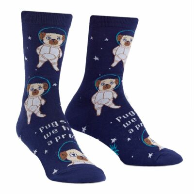 Sock it to me - Damen Socken Motivsocken Pugston Huston we have a problem Hund W