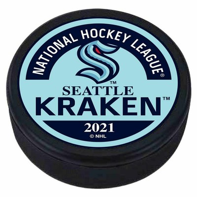 SEATTLE KRAKEN NHL 3D TEXTURED '' Raised Letters'' BLOCK DESIGN HOCKEY PUCK - NEW