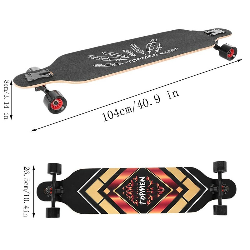 41'' Longboard Skateboard Drop Through Deck Complete Maple Cruiser W/Big Wheel