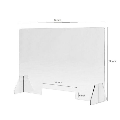 Sneeze Guard 24x24 Acrylic Shield - Table Desk Counter 1/4" Clear Protective Gua