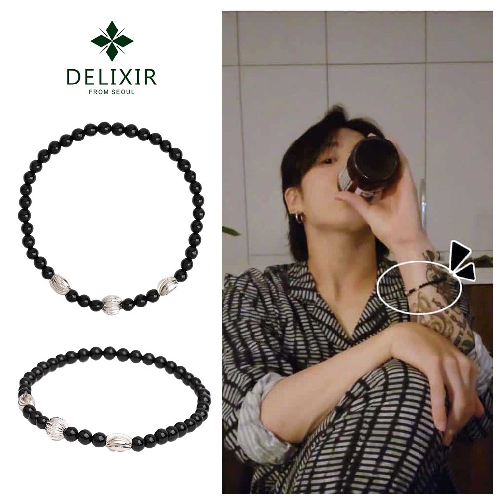 【DELIXIR】Thin Onyx Layered Bracelet▲BTS着用 Delixir] Thin Onyx Layered Bracelet - BTS Jungkook's