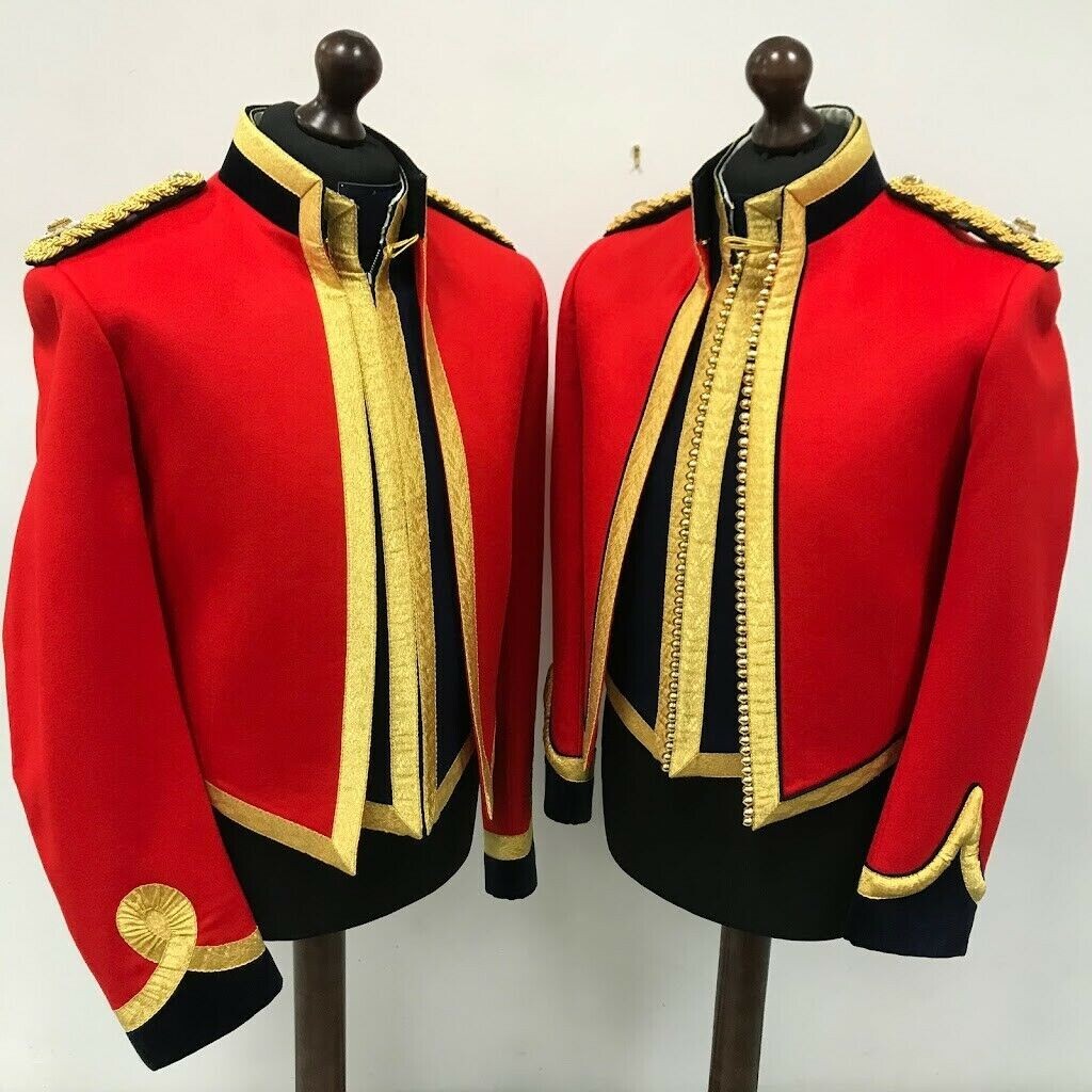 Pre-owned Handmade Men's Red Mercian Regiment Officer Coat, Inner Vest Is Not Included In Price