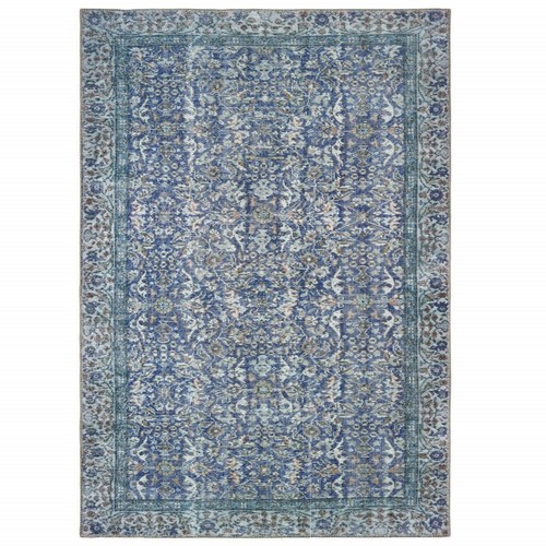 Устойчивый к пятнам коврик Oriental Power Loom размером 5 X 8 дюймов, синий и Серый