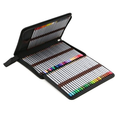   Portable Canvas Zippered Colored Pencil Case-Super Large Capacity 72 Slot P...