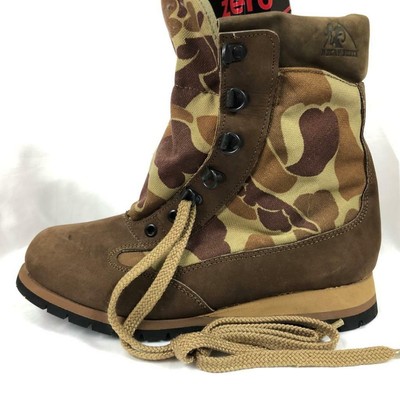 VINTAGE NOS CABELAS ROCKY CANVAS LEATHER CAMO BOOTS 7N VIBRAM GORE TEX USA 8065